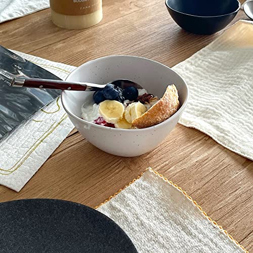 Mioseeya 4.5 Inch Set Of 4 Matte White Sesame Glaze Small Bowls Irregular Ceramic Bowls Dish Set For Rice, Sauces, Yogurt, Cereal, White Sesame #TOP4