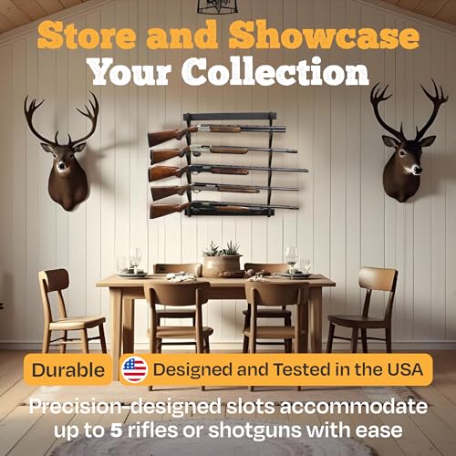 Rush Creek Creations Black 5 Gun Wall Rack – Rifle & Shotgun Holder for Home or Cabin by Rush Creek Creations - Image 4