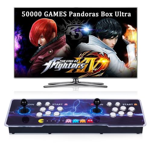 RegiisJoy Consola de juegos Pandoras Box Ultra Arcade 50000 en 1, máquina de juegos retro para PC, proyector y TV 4K, juegos 3D, búsqueda/guardar/cargar/pausar juegos, 1280 x 720, 256G TF