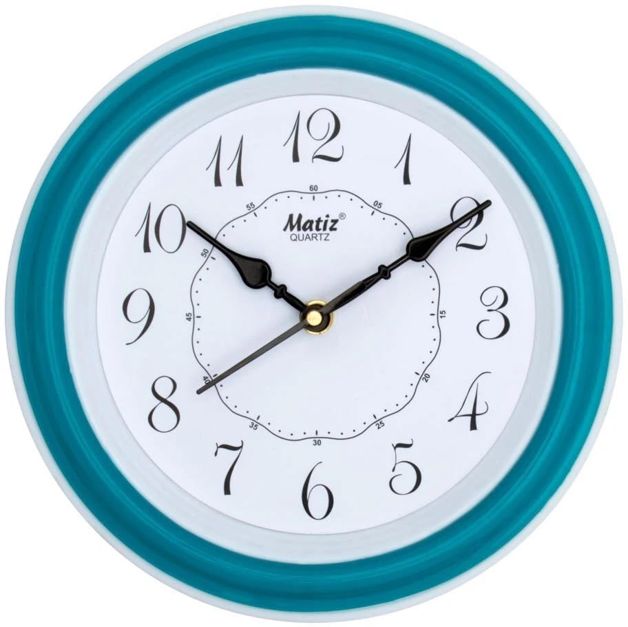 Image of Matiz Analog 30 cm X 30 cm Wall Clock | Brown | with Glass | Standard| 107 Green