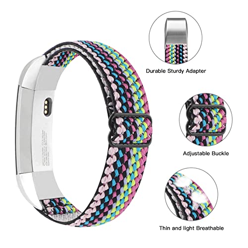 Image of Adjustable Elastic Bands Compatible with Fitbit Alta /Alta HR, Soft Stretchy Nylon Sports Breathable Replacement Wristbands for Women Men (Colorful Boho)
