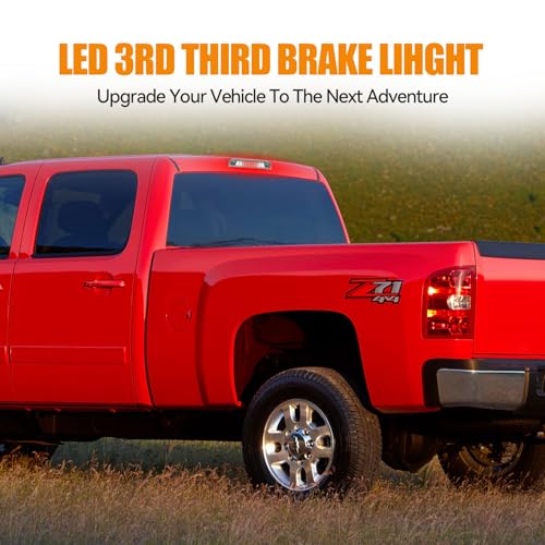 Image of Third 3rd Brake Light LED for 2014-2018 Chevy Silverado /GMC Sierra 1500 2500HD 3500HD, High Mount Rear Brake Lights Assembly, Waterproof Center Cab Cargo Lamp Stop Light (Chrome)