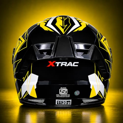 Image of Xtrac Arc Full Face Graphic Helmet for Men & Women, ISI Certified Motorcycle Helmet with Scratch Resistant Wide Visor, Lightweight Design & Quick Release Chin Strap for Bike Riding