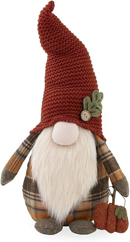Miniatura 8 de Boston International Figura decorativa de gnomo de tela otoñal, 18 pulgadas, Abner Autumn Plaid