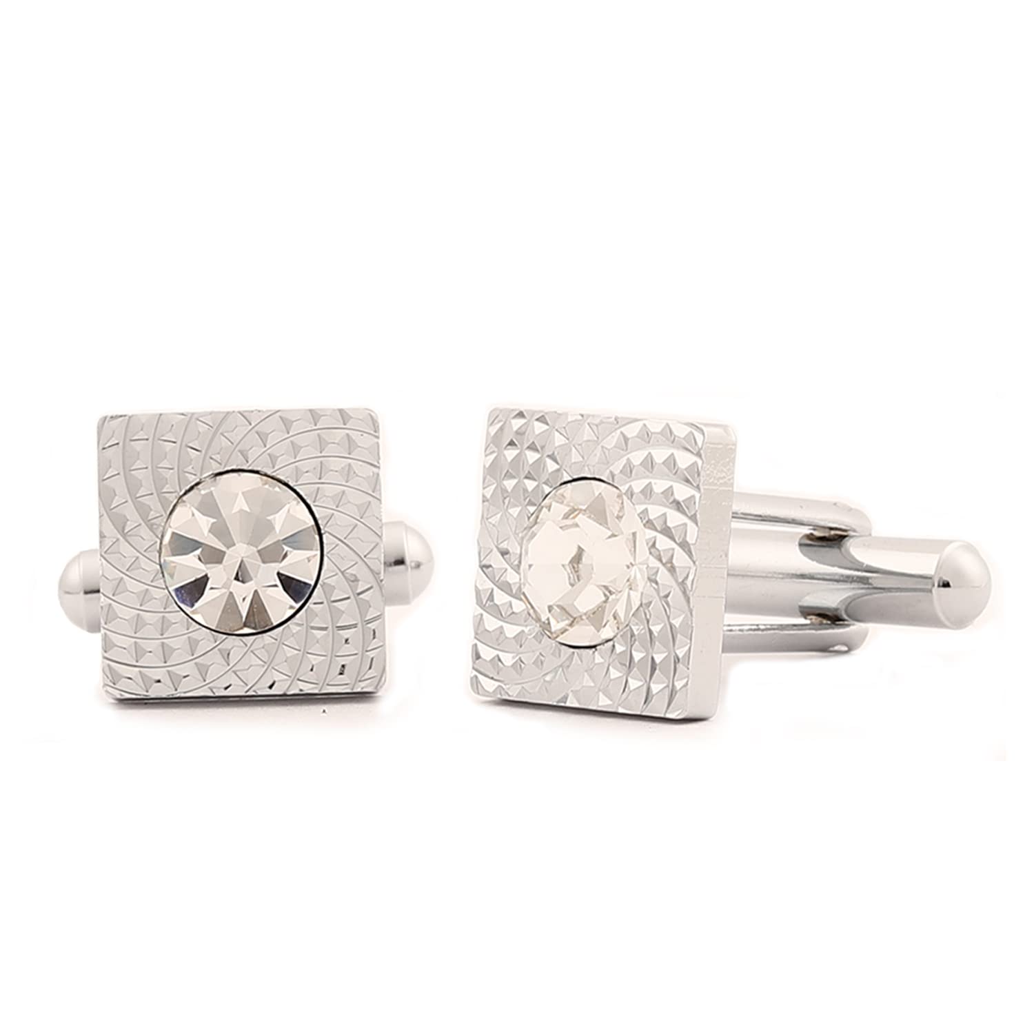 Aarohi jewells Classy Silver Plated Square Crystal Cufflinks for Men & Boys ACFLSL10-003 (B0C1ZXTHN1) Amazon Price History, Amazon Price Tracker