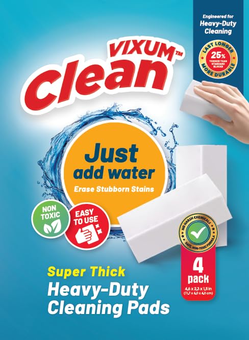 Image of VIXUM CLEAN Super Thick Heavy-Duty Cleaning Pads, 4 Pack