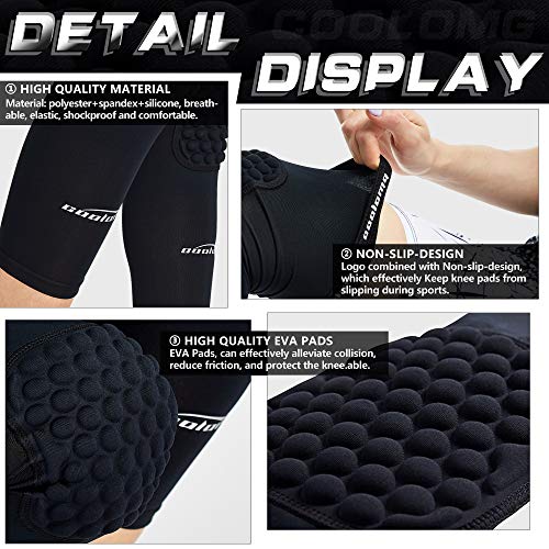 image for COOLOMG Basketball Knee Pad Compression Long Sleeve (1 Sleeve）Volley