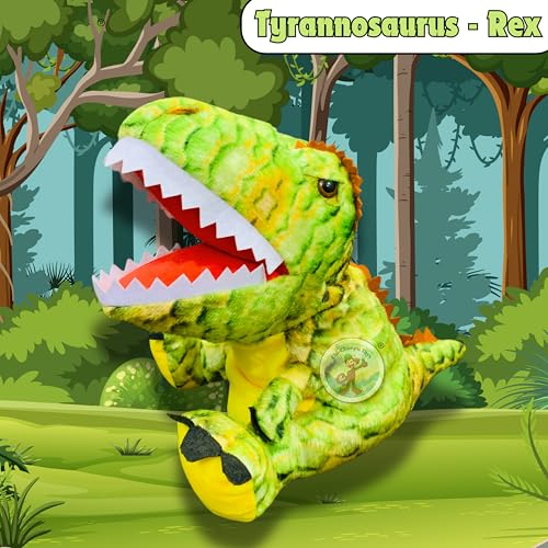 Image of Tyrannosaurus Dinosaur Hand Puppets for Kids Learning | Soft Plush Hand Puppet Toys for Storytelling, Role Play & Interactive Teaching | Educational Toys for Kids, Toddlers & Preschool