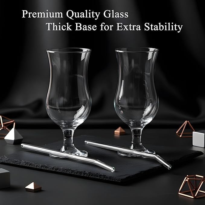 LEOMORD Hurricane Glass Set of 6, 350ml Pina Colada, Cocktail, Mocktail Glasses Stemware Glasses for Drinks, Beers, Cold Drinks, Juices, Gifting, Shakes, Water, MultiUse, Home and Bar Use 3