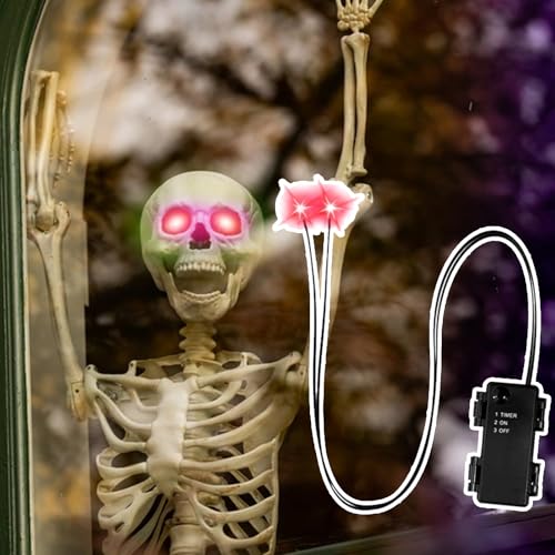 4 Stück Halloween LED Leuchtende Augen, Leuchtende LED Augen Für Skelette Mit Timer, Horror DIY Leuchtendes Augens, Für Halloween Dekoration, Masken, Totenköpfe, Kürbisse, Spinnen, Cosplay(Rot)