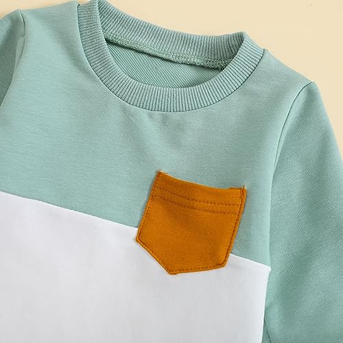 Toddler Baby Boy Outfits Long Sleeve Pocket Sweatshirt Solid Pants Infant Fall Winter Clothes Set4