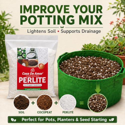 Image of Casa De Amor Perlite for Hydroponics & Horticulture, 5 kg | Terrace Gardening Soil Conditioner, Healthy Root Growth, Retains Moisture, Allows Aeration