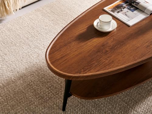 Saint-Mossi-Modern-Coffee-Table-for-Living-Room-Mid-Century-Oval-Wood-Coffee-Table-Double-Layer-Center-Table-for-Small-Space-D47xW236xH15-Espresso