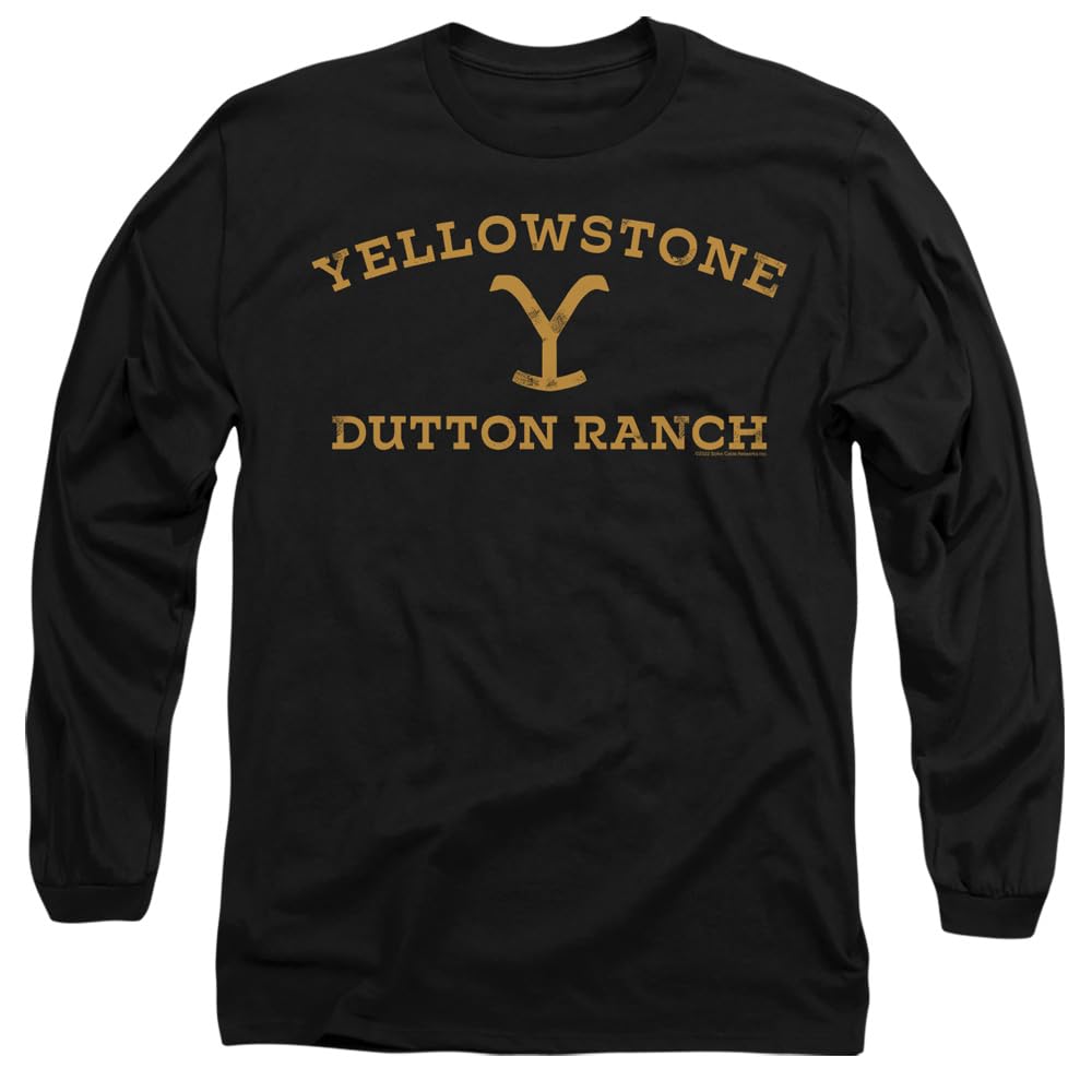Yellowstone Arched Logo Mens Long Sleeve T Shirt, Black, XX-Large