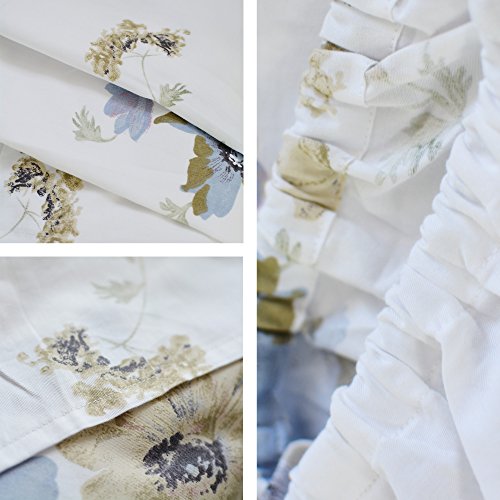 FADFAY 4-Piece Shabby White Floral Bed Sheet Set Cotton Bed Sheets, Cal. King