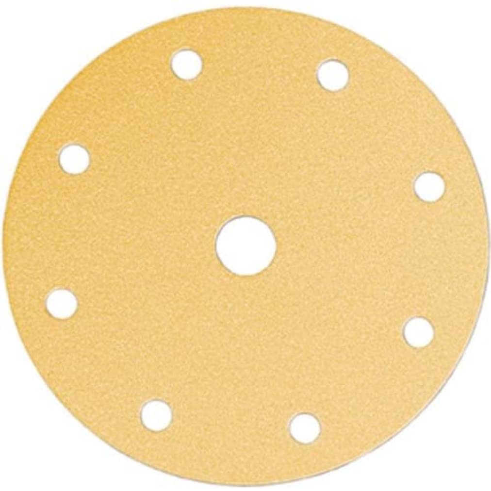 Mirka Gold Universal Sanding Paper Ø 150mm Hook & loop 9-hole, grit P240, 100 pcs/For sanding plaster, filler, chipboard, wood, varnish