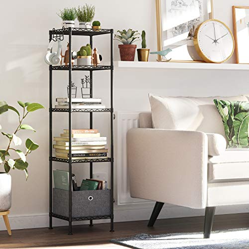 SONGMICS Badkamerrek, metalen staand rek, robuust, tot 100 kg belastbaar, met 5 PP-platen, met uitneembare haken, 30 x… - Image 4