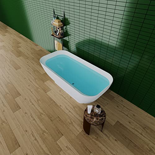 Dhpm 63"X29.5" Freestanding Bathtub, Stone Resin Soaking Bathtub With Overflow In Matte White, Cupc Certified,22S04-63 #TOP2