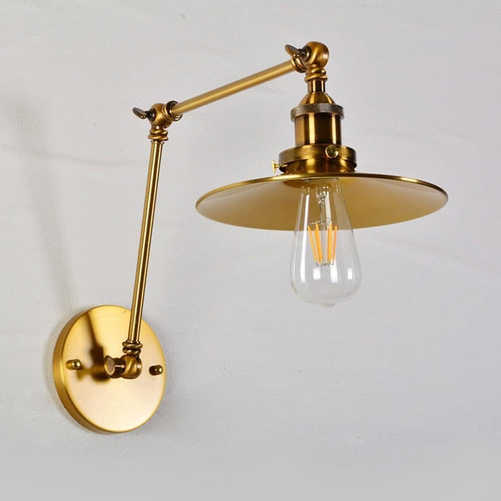 HPTHLY Led Wall Lamp, Swing Arm Sconce Adjustable D Lamps, Indoor Antique Brass Lighting Fixture Bedside Reading Lamps Sconces