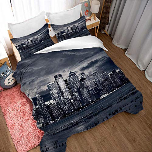 ERBWB Funda de edredón Ciudad Gris 3 Piezas Funda Nórdica Microfibra Juego...