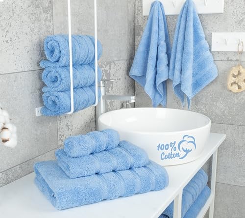 Image of American Soft Linen 100% Cotton Luxury Turkish Towels, 6 Piece Towel Set | Soft Absorbent Quick Dry OEKO Tex Standard 100 Certificated Durable Machine Washable Breathable Premium Hotel Quality