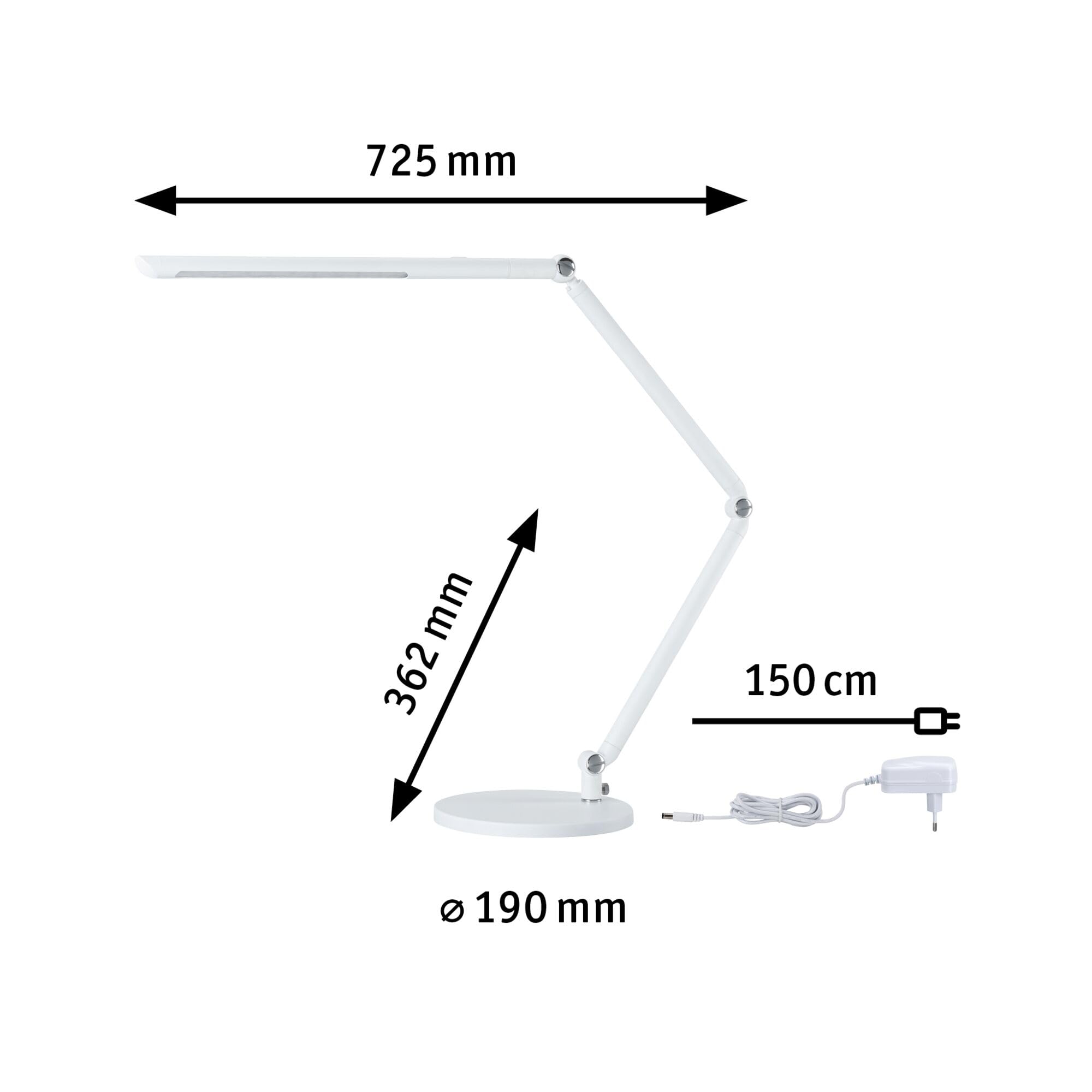 Paulmann 78911 LED Schreibtischleuchte FlexBar White Switch Tunable White incl. 1x10,6 Watt dimmbar Assistenzleuchten Weiß Tischleuchte 3000 K