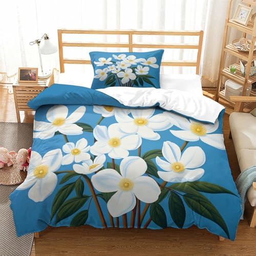 Housse de couette microfibre à fermeture éclair imprimé floral 3D - 3