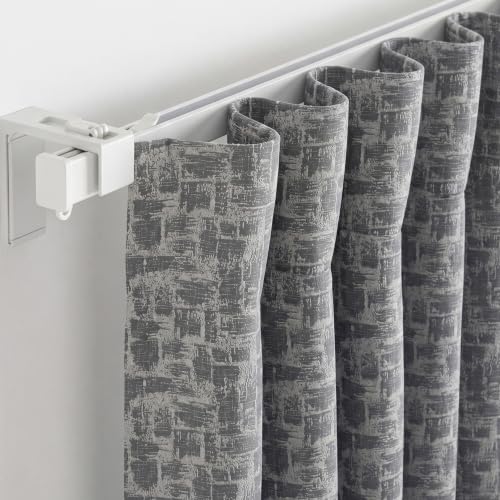 Image of FRESH FROM LOOM Premium 9 ft Door Curtains for Slider Track | Non-Ring Curtains | 100% Blackout | Non-Ring Curtains | S-Wave Pleat | Parda | Light Block Blackout Parde (Grey | 9 FT Long Set of 2)