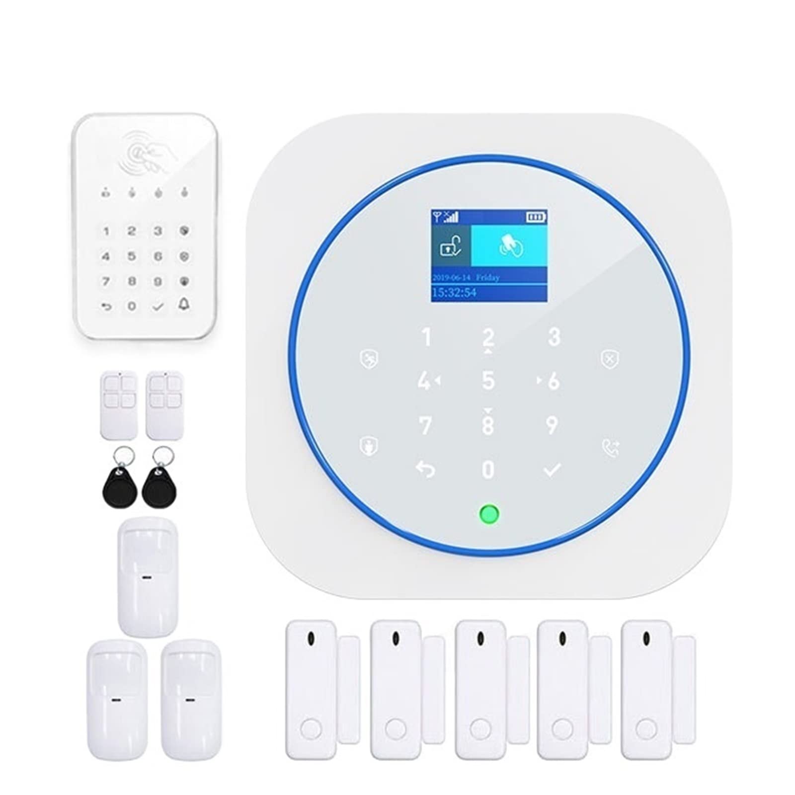 Kit Allarme Casa, Zonan G12 di allarme di sicurezza Tuya Wifi Wireless Touch KeyPad GSM RFID Card Control Control Burglar Fire Alarm Alart Smart Home Kit(J)