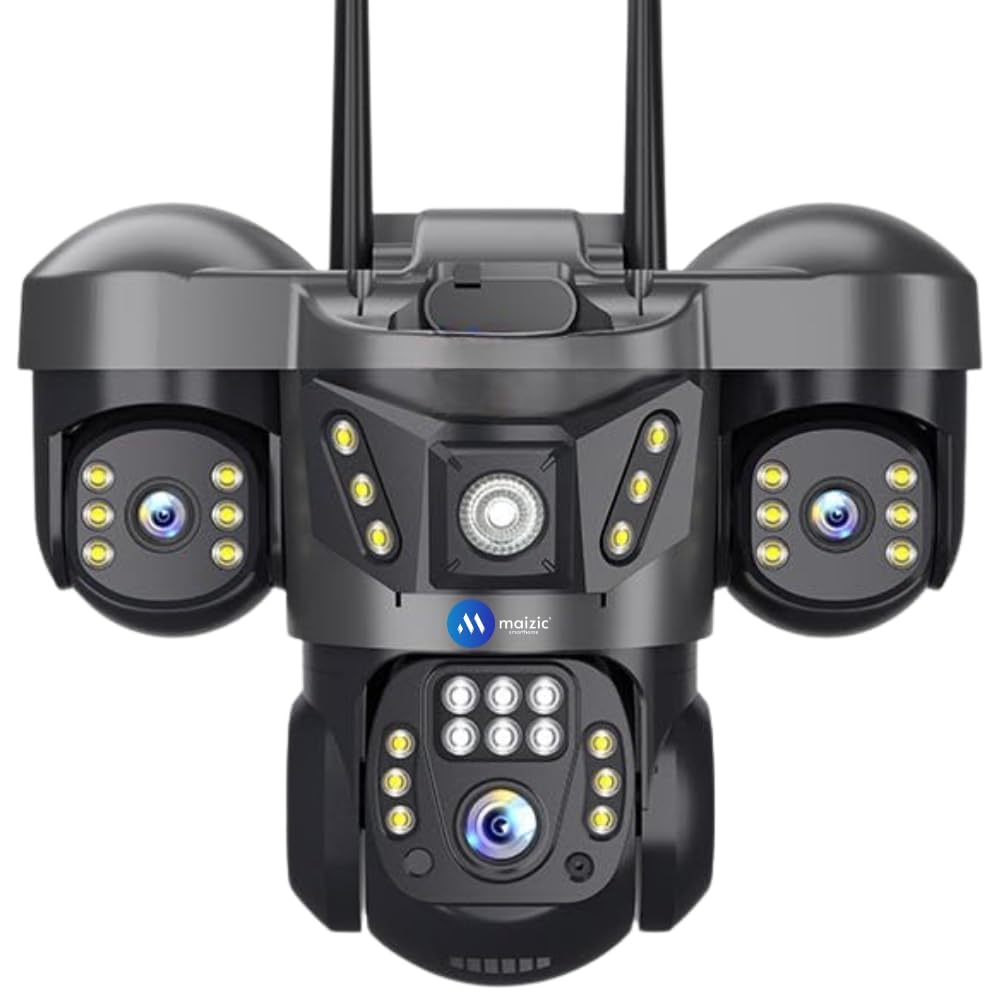 Maizic Smarthome Trion X 5MP*3 4G SIM CCTV Camera for Home Outdoor | Triple Lens Camera Without WiFi | Color Night Vision, Pan Tilt, Motion Alerts | Outdoor Security Camera-image-48