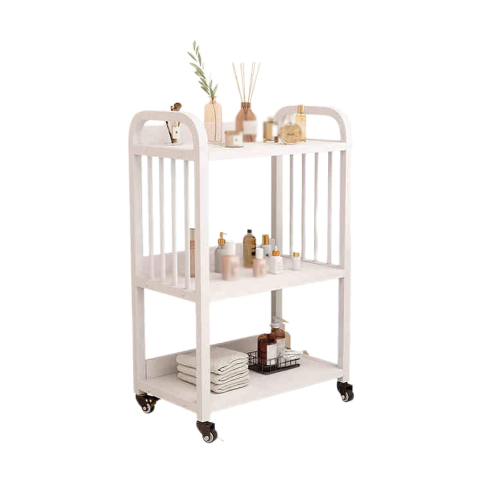 Barbershop Cart Salon Cart with Workbench Storage Rack with Wheels,Layered Storage Increased Layer Spacing,Convenient Baffle Corner Arc,Convenient Universal Pulley,Suitable for Salon Spa Tattoo(Color4