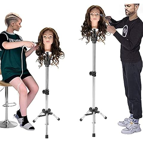 GOTOTOP Mannequin Head Tripod Stand,Wig Tripod Stand Mannequin Head Tripod Stand Adjustable Hairdressing Training Head Rack Hair Mannequin Head Holder for Salon Cover
