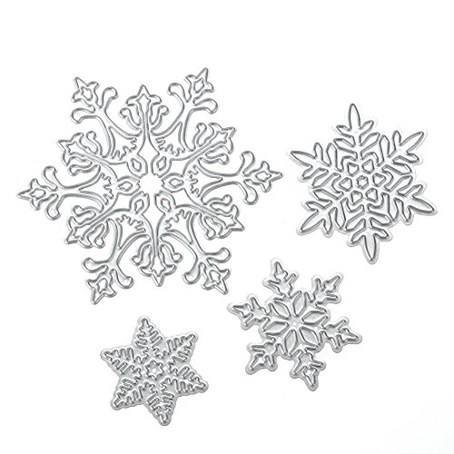 Scrapbooking dies de decoupe 4pcs Flocon de neige de Noël Cutting Dies pochoirs Matrices de découpe Bricolage Album papier carte Craft Cover
