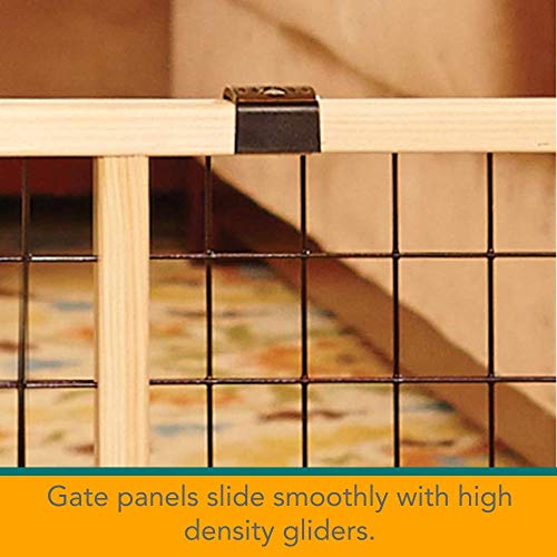 North States MyPet 50" Extra Wide Wire Mesh Petgate: Made In USA, Hassle Free Install With No Tools. Pressure Mount. Fits 29.5"-50" Wide (31" Tall, Sustainable Hardwood) - Image 3