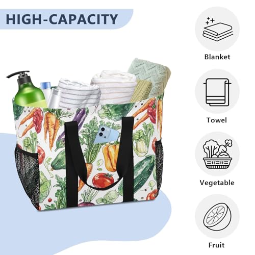 Nander Cartoon Vegetables Foldable Tote Bag Waterproof Sandproof Women Beach Bag Handbag Gym Bag Travel Shopping Bag4