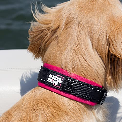 Black Rhino - Das Comfort Halsband Super Weiches Neopren Gepostertes Hundehalsband für alle Hunderassen - Hochbeanspruchbar Verstellbar Reflektierend Wetterfest (XL, Rosa/Schwarz)