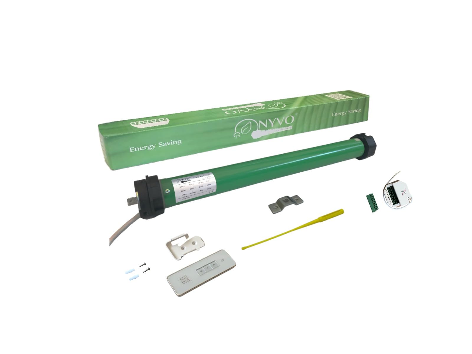 Motore per tapparelle elettriche 60 kg - 30 Nm RISPARMIO ENERGETICO con Kit Mini Centralina Esterna e Telecomando per rendere il Motore Radiocomandato completi di accessori e istruzioni