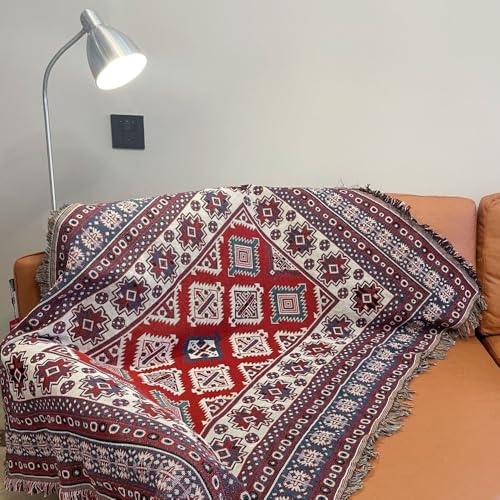 Emidor ベッドスプレッドブランケット、ソファクッション、ニットタッセルブランケット、多機能、洗える、美しく、暖かくふわふわ、家庭、寝室に適しており、テーブルクロス、テーブルクロス、バスルームとしても使用でき、すべての季節に適しています (C,180*