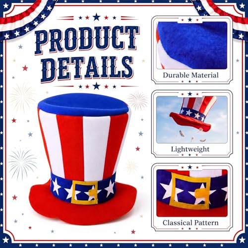Image of Shyyween 12 /24 Pcs American Flag Plastic Hats Patriotic 4th of July Cowboy Hats White Blue Red Caps for Independence Day