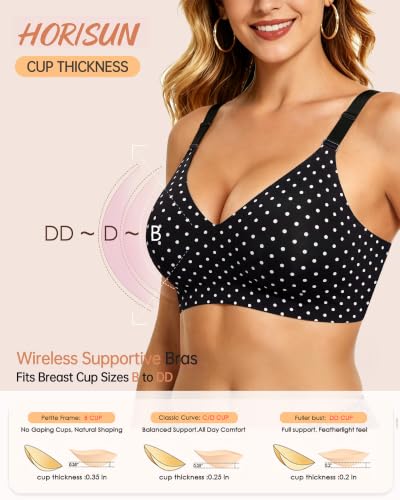 Image of HORISUN No Underwire Seamless Full Coverage Bras for Women Regular & Plus