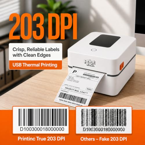 Image of PrintInc Mark 1 Max - 4x6 Thermal Shipping Label Printer | USB | 152mm /s High-Speed | for Amazon, Meesho, Shopify Sellers | No Ink Required | 1 Year Warranty