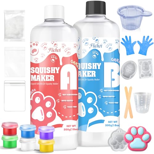 Kit Taba Squishy Transparente, 1000g Silicona Líquida Set Completo para Squishy Taba (A : B 1:1), para Hacer Squishies Ultra Suaves de Patas de Gato, Regalo Descompresivo,Juguetes Squishy DIY