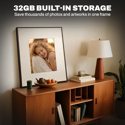 Image of 19 inch Smart Digital Art Frame with Bluetooth Speaker, AI Lyrics Display, 10,000+ Artworks, Photo & Video Playback, Wall-Mounted Digital Picture Frame for Home, Office & Cafe