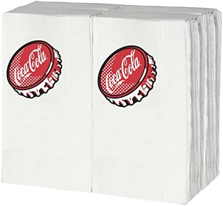TableCraft CC402 Coca-Cola Tall Fold Bottlecap Napkins, Pack of 100, White