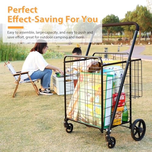 Siffler ZT Grocery Shopping Cart 396 Lbs Super Capacity Extra Folding Utility Cart With Double Basket Jumbo Collapsible Cart Extended Foam Cover thumb #7