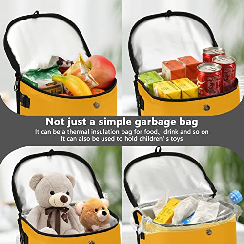 Image of Wudan Small Car Trash Can Orange Accessories for Garbage Storage Organizer with Lid Waterproof Portable Auto and Truck Interior Seat Bin