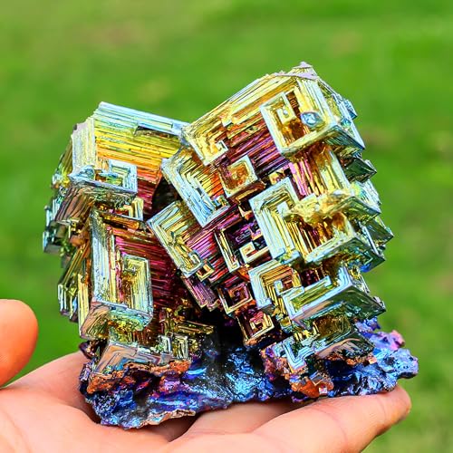 Image of Extra Large Bismuth Ore Crystal - (1.5 to 2lb) Iridescent Rainbow Metal Art Specimen - Home Decoration, Education, Healing Stone, Collection