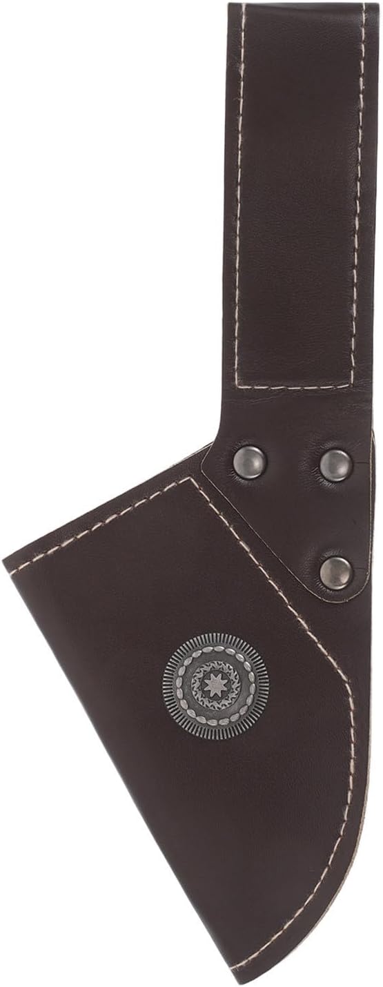 Hatchet Sheath with Snap Closure for Axe Head and Blade, Brown Pu Material, Round Shaped Axe Cover, Secure Fit and Prevents Accidental Contact, for Outdoor Camping and Camp