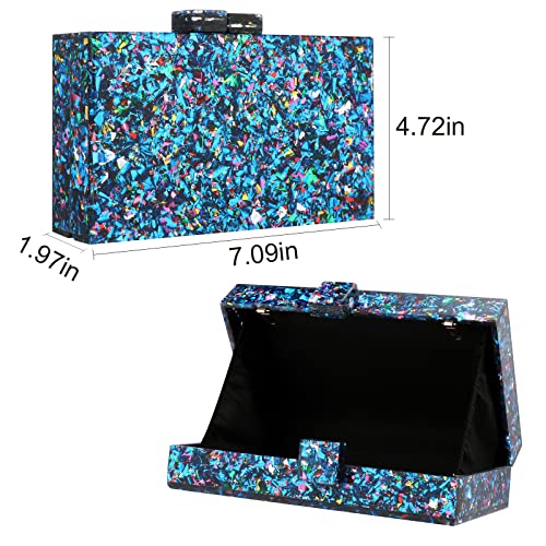 Image of Gets Acrylic Purses and Handbags for Women Multicolor Perspex Geometric Patterns Box Clutch Banquet Evening Crossbody Handbag