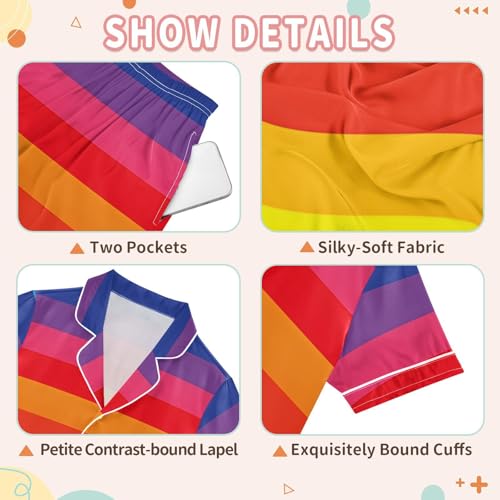 Casual Striped Pajamas Unisex Summer Button Down Satin Sleepwear Short Sleeve Silk 2 Piece Sets3